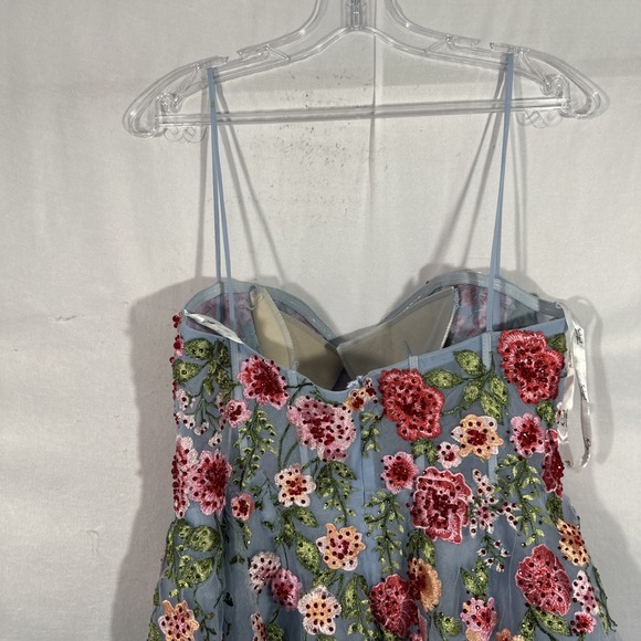 NWT MAC DUGGAL [ 10 ] 20651 Bustier Embroidered Floral A-Line Dress‎ Blue J1803 - Picture 14 of 16